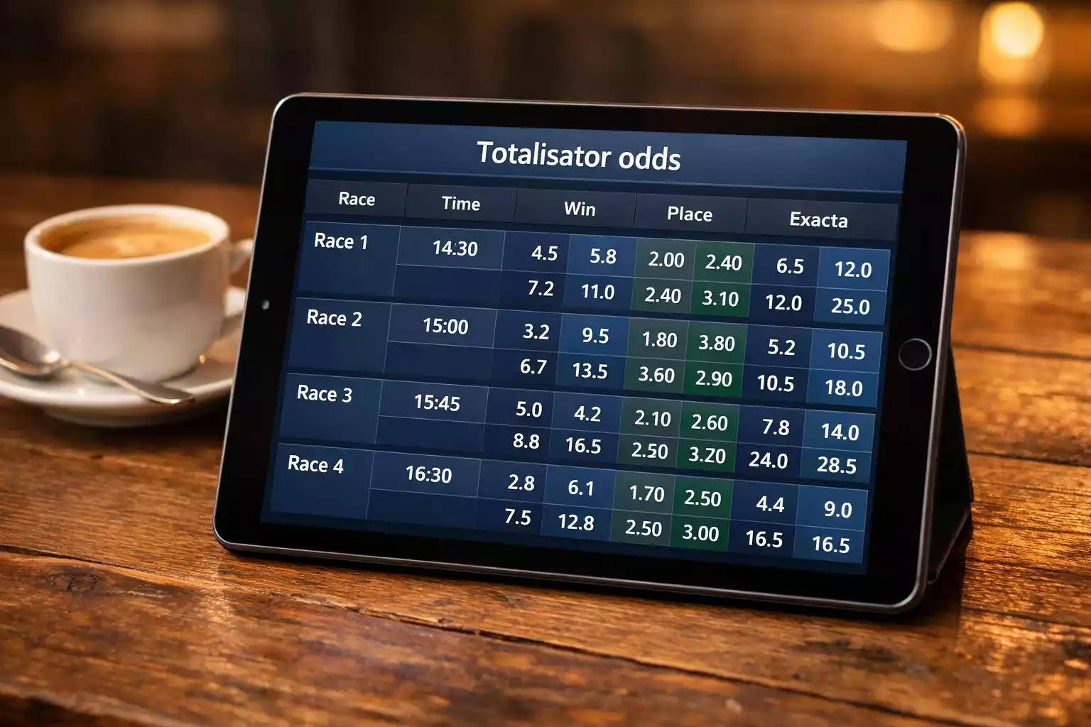 ZEturf totalisator interface met races en quoteringen